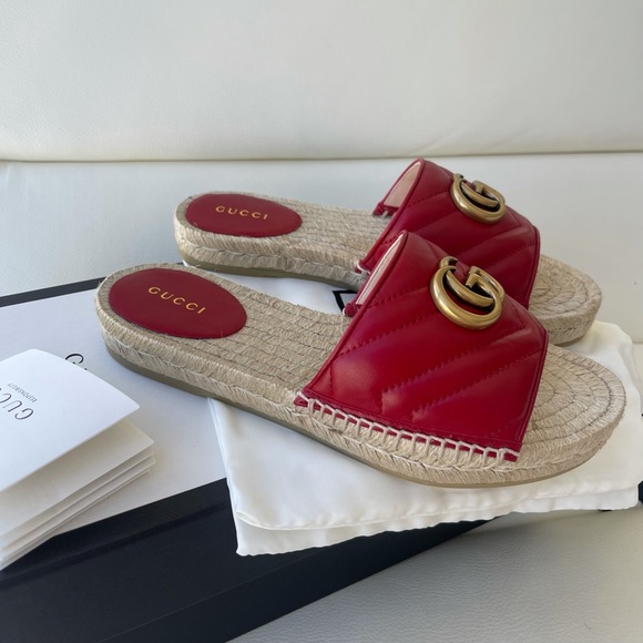 NEW GUCCI RED MARMONT GG ESPADRILLES 100% authentic 36.5 - Picture 6 of 7